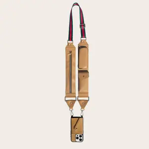 하이 퀄리티 pu/비건 정품 가죽 휴대 전화 가방 목 스트랩 전화 가방 휴대 전화 가방 및 케이스
