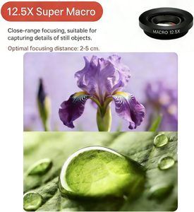 Kit d'objectifs d'appareil photo 2 en 1 Pentax Sigma, 12,5X Super Macro + 0,45X Super grand angle, objectifs en verre optique à clipser pour Android IOS - Product Image 5