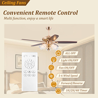 Ventilateur de plafond LED moderne en fer de style européen avec moteur DC et télécommande pour salon, douille E27/E26, avec lumière