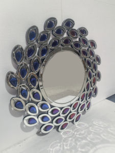 Espejo de Pared Decorativo Artístico Azul Glamuroso, Pieza Destacada para el Diseño Interior de Salas de Estar y Comedor de Lujo - Product Image 5