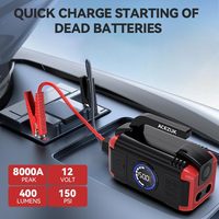 12V 16000mAh Car Jump Starter with Air Compressor 150PSI Tire Inflator
