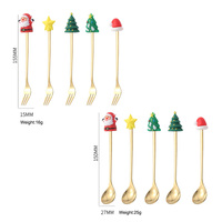 Ensemble de cuillères et fourchettes de Noël professionnelles pour la pâtisserie, en acier inoxydable poli miroir, pour café, dessert, fruits, cadeau, vente en gros