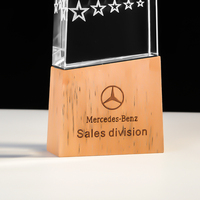 Base de trophée en bois brun écologique personnalisée avec plaque gravée au laser 3D et polie – Cadeau d'affaires