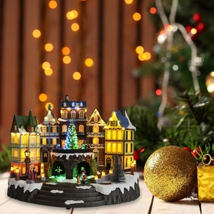 Station de train du Pôle <span class=keywords><strong>Nord</strong></span> animée avec éclairage LED, en résine, avec musique, pour la décoration saisonnière et les cadeaux - Product Image 5