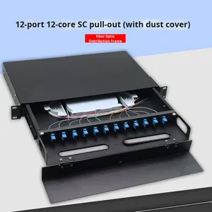New <span class=keywords><strong>12</strong></span>-<span class=keywords><strong>Port</strong></span> <span class=keywords><strong>12</strong></span>-core SC fiber optic Patch Panel Pull-out Flip-Top đóng cửa Viễn thông cấp ODF 1U cho FTTH gói đầy đủ miễn phí - Product Image 6