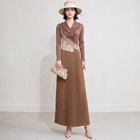 Robe plissée Miyake à manches longues et col rabattu, couleur dégradée, ornée de strass, tendance et livrée rapidement pour femmes