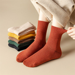 Women Thermal <b>Socks</b> Cotton Solid Color Mid-Calf Warm <b>Winter</b> <b>Socks</b> For Women Youth And Middle Aged - Product Image 2