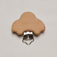 Attache-sucette pour bébé en bois de hêtre écologique, motif animal de dessin animé, avec chaîne anti-perte