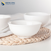Shengjing bol de riz en porcelaine blanche de 4.5 pouces, vaisselle en céramique pour Restaurant hôtel Logo personnalisé Western en Stock
