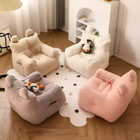 Canapé individuel moderne de luxe en bouclette avec oreilles d'ours, fauteuil lounge en tissu Teddy, chaise longue rembourrée douce pour chambre d'enfant