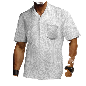 Chemise décontractée extensible anti-plis à imprimé tribal polynésien pour hommes grandes tailles, sur mesure, fabricant de vêtements, commande en gros - Product Image 3