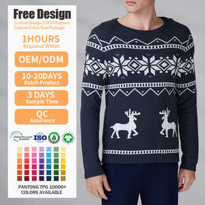 Custom LOGO OEM Christmas Sweater Jacquard Pattern <b>Jumper</b> Long Sleeve Knitwear Winter Knitted Ugly Christmas Sweater Men - Product Image 2
