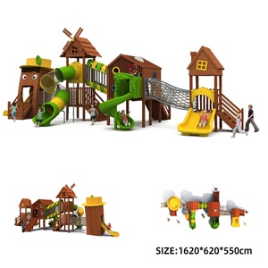 Grande tour en bois de haute qualité, jeux d'amusement pour enfants, installations d'amusement, toboggans extérieurs, équipement de jeux de terrain de jeux - Product Image 5
