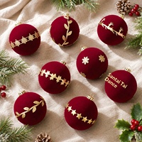 Ensemble de boules de Noël classiques floquées rouge vin créatives, décorations suspendues pour sapin de Noël et rennes, à faire soi-même