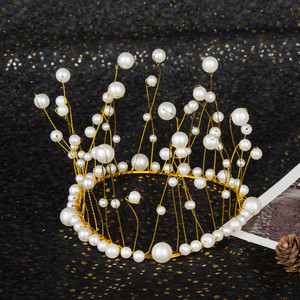 Tassel Crown Cake Ornament Pearl <b>Decor</b> Round Birthday Party Wedding Cake Accessories - Product Image 3