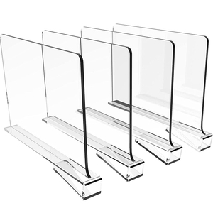 Amazon Hot Sale Shelf Partition Clear Clothes Organizer Home Storage Plastic Acrylic Shelf Dividers for Closet/Supermarket