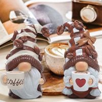 Statue de gnome de café peinte à la main, artisanat en résine synthétique, décoration de la maison, cadeau d'anniversaire