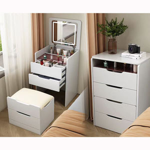 Table de maquillage moderne et multifonctionnelle avec miroir et armoire de rangement, durable et assemblée, idéale pour appartement - Product Image 1