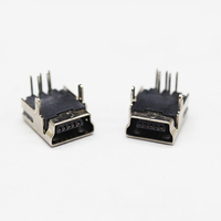 Conector de ángulo recto de doble fila hembra MINI USB Altura 9,8mm Posiciones 5P para placa Pcb o conector de carga de teléfono móvil
