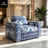 Fauteuil d'appoint moderne en tissu imprimé, chaise longue de luxe à motif capitonné pour salon et mobilier de maison