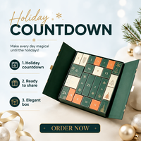 Calendrier de l'Avent personnalisé de Noël sur 12 jours, boîte en matériaux recyclés avec finition brillante ou mate pour cosmétiques, parfums, bougies