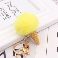 Nouveau 5cm Rex lapin boule de fourrure cône de glace porte-clés pendentif sac en gros