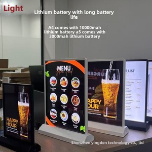 Tùy chỉnh A4 không dây LED hộp đèn hai mặt chiếu sáng <span class=keywords><strong>menu</strong></span> Máy tính để bàn biển quảng cáo cho thanh gian hàng thẻ công thức Thẻ quảng cáo - Product Image 3