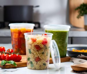 8 oz 12 oz 16 oz 24 oz 32 oz <b>Clear</b> Round Disposable Plastic PP BPA Free Microwavable Injection Soup <b>Containers</b> with Lid - Product Image 2