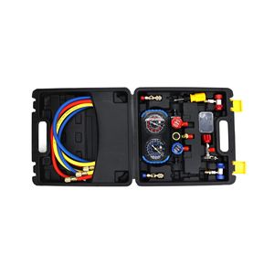 <b>Car</b> Air Conditioning Refrigerant Charging Kit R134a Dual Gauges Valves Flexible Hose Set For Vehicle HVAC <b>Repair</b> - Product Image 4