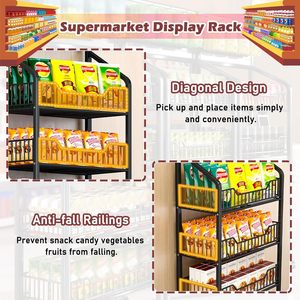 Tùy Chỉnh 5 Tier Nhiệm Vụ Nặng Nề Dây Kim Loại Cán Snack Thực Phẩm Hiển Thị Giá Với Móc Siêu Thị Lưu Trữ Kệ - Product Image 5