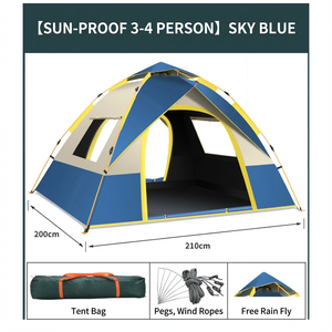 <span class=keywords><strong>Tente</strong></span> de camping pop-up 3-4 personnes - <span class=keywords><strong>Tente</strong></span> automatique à ouverture rapide, imperméable et résistante aux UV pour la randonnée en famille, le glamping en plein air - Product Image 3