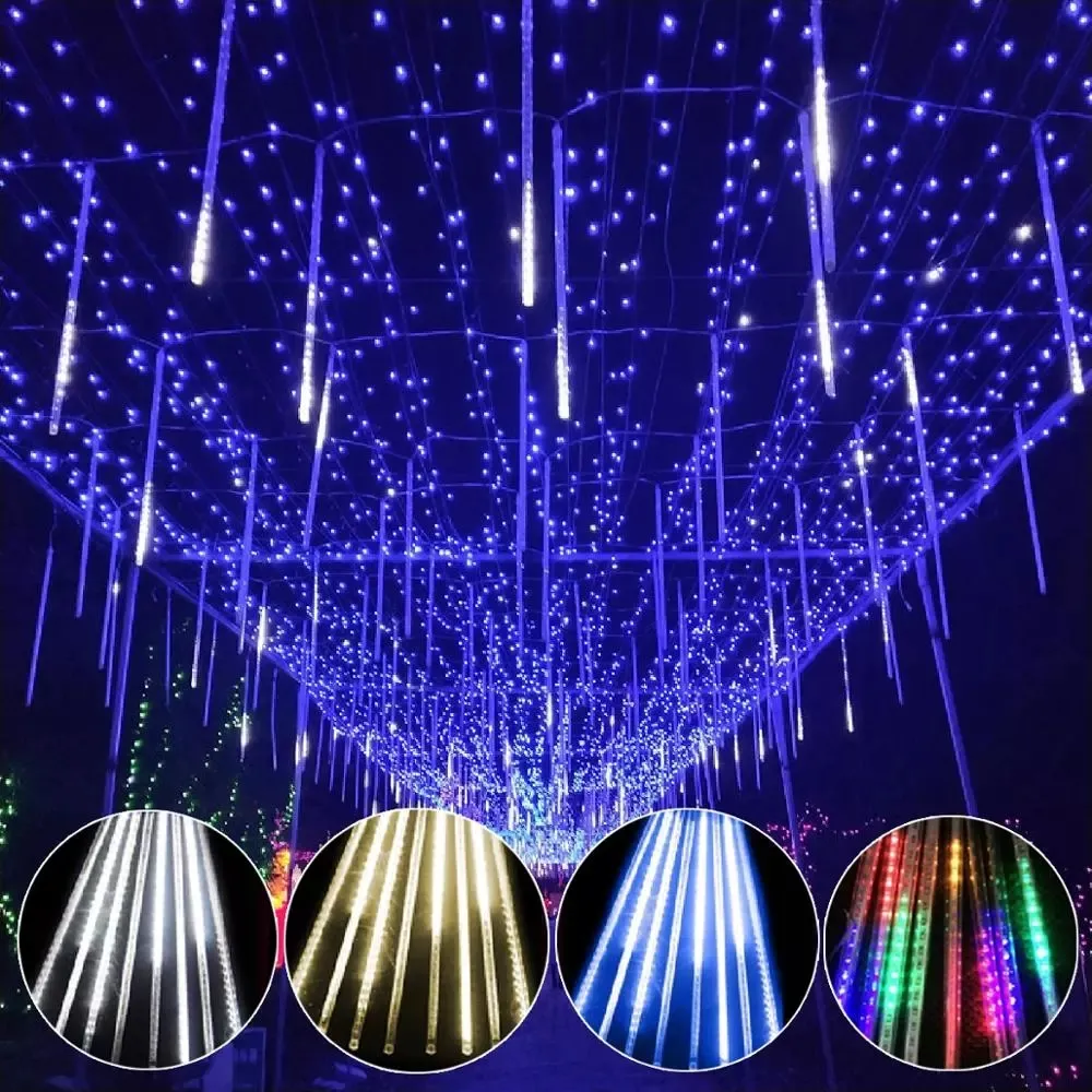 50CM al aire libre meteorito gota de lluvia 8 tubo LED Cadena de luz de hadas de Navidad boda fiesta decoración árbol