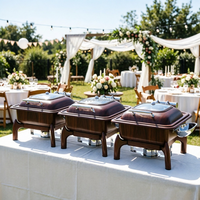Chauffe-Plats Commercial Carré Effet Bois en Acier Inoxydable 201 pour Buffet d'Hôtel, Brunch, Hot-Dogs, Donuts et Plats Chauds