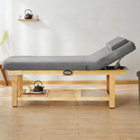 Table de massage électrique USB avec dossier réglable, en bois, pour salon de beauté, spa, avec grand espace de rangement