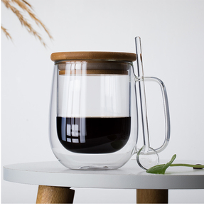 <strong>Large</strong> Capacity Transparent Double Wall Highball Glass <strong>Cup</strong> With Handle - Product Image 2
