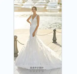 蕾丝鱼尾婚纱2024新娘子婚礼高端旅行拍腰收藏拖排气质量奢华礼服