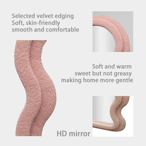 <span class=keywords><strong>Espejo</strong></span> <span class=keywords><strong>Ondulado</strong></span> Irregular Elegante con Marco de Peluche, <span class=keywords><strong>Espejo</strong></span> de Cuerpo Entero para Baño y Decoración de Pared de Sala de Estar - Product Image 4