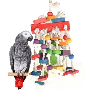 Medium to Large <strong>Parrots</strong> Eco-Friendly Christmas Bird Chew <strong>Toys</strong> Colorful Wooden Rope Cage Accessories Factory <strong>Wholesale</strong> Pets - Product Image 5