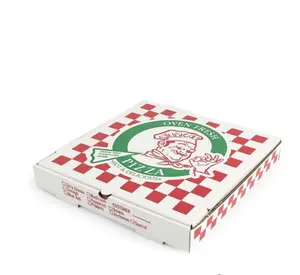 Varios tamaños de embalaje de papel corrugado caja de Pizza con logotipo personalizado impreso