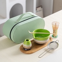 Ensemble de bols à matcha motif fleur de cerisier, design moderne et minimaliste, 100 pièces, fouet en bambou Chasen, glaçure au four, pour le thé, pour l'exportation