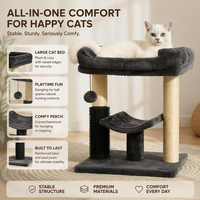 Arbre à chat multifonctionnel en sisal, tour à gratter, grande plateforme, lit pour chat d'intérieur