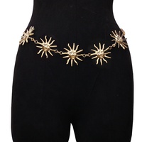 Chaîne de taille unisexe en alliage de zinc avec perles tournesol, style européen et américain, accessoire de robe réglable