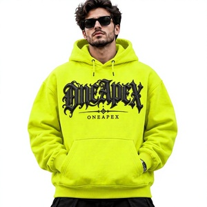 Sudadera con Capucha Extra Grande de Color Amarillo Neón para Hombre, Sudadera Informal con Estampado Gráfico ONEAPEX al por Mayor - Product Image 1