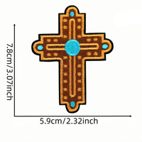 Patchs brodés en gros personnalisés, motif croix turquoise rétro western, thermocollants pour vêtements, chapeaux et sacs à dos