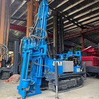Machine de forage rotative pneumatique sur chenilles portable personnalisée pour puits d'eau profonds de 300 m avec pompe à boue, moteur diesel et engrenages