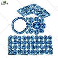 Lot de 5 écussons brodés africains rouges et dorés, appliques florales en dentelle maillée pour vêtements traditionnels féminins, robes de soirée