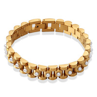 Nouveautés : Bracelet Chaîne de Montre en Acier Inoxydable avec Perles, Bracelets Géométriques Minimalistes Plaqué Or pour Femme, Idéal pour les Soirées
