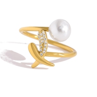Bague d'amour Bowei en perles plaquée or 18 carats, style européen et américain, bijou de mode polyvalent