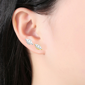 <b>Titanium</b> Alloy Ear <b>Studs</b> With Zircon Geometric Design For Daily Wear Unisex Fashion Jewelry ASTM F136 Standard - Product Image 3