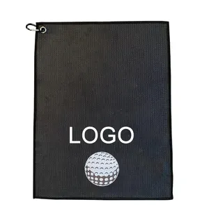 로고가 있는 고품질 커스텀 아첨화 22x44 골프 타월 극세사 와플 소형 인쇄 골프 타월